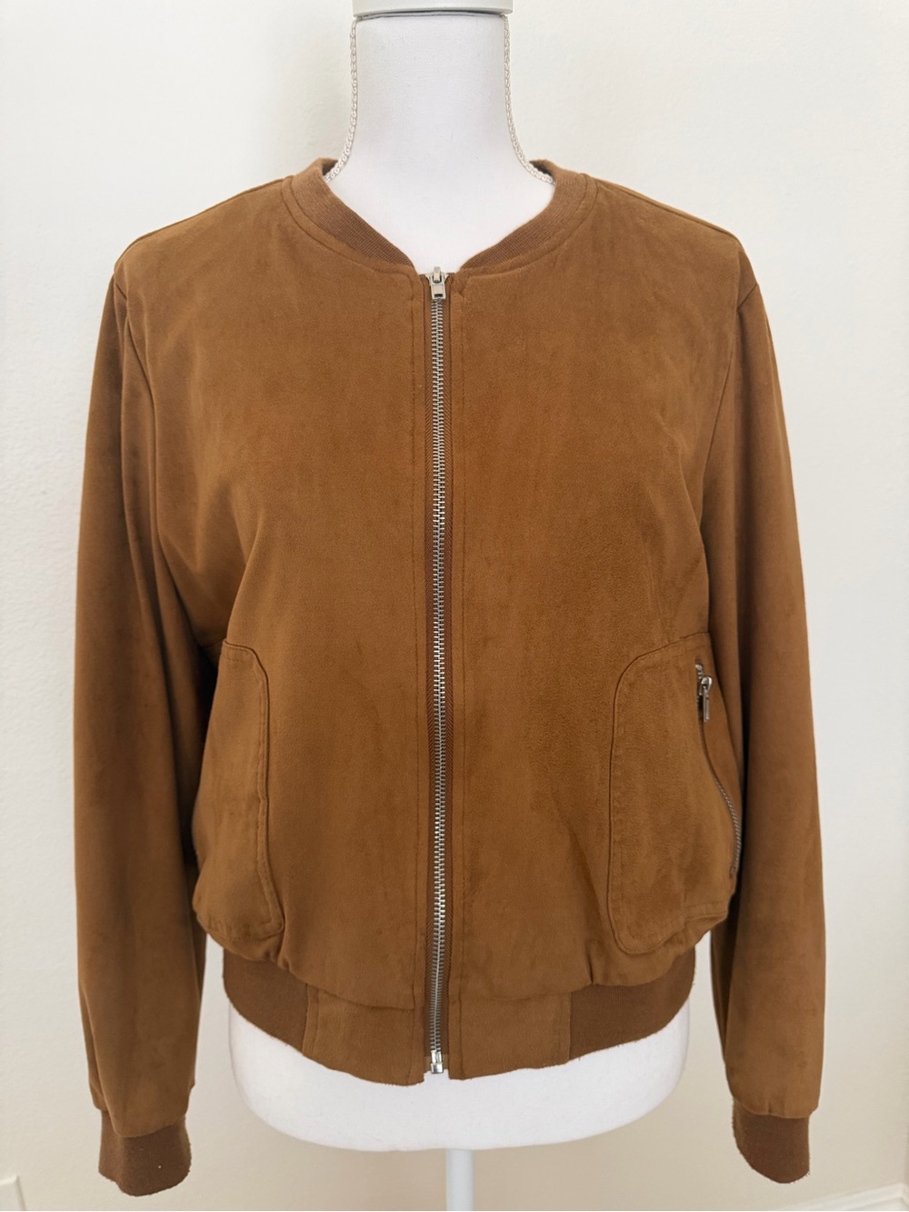 BB Dakota JACK Suede Bomber Jacket in Camel Brown
